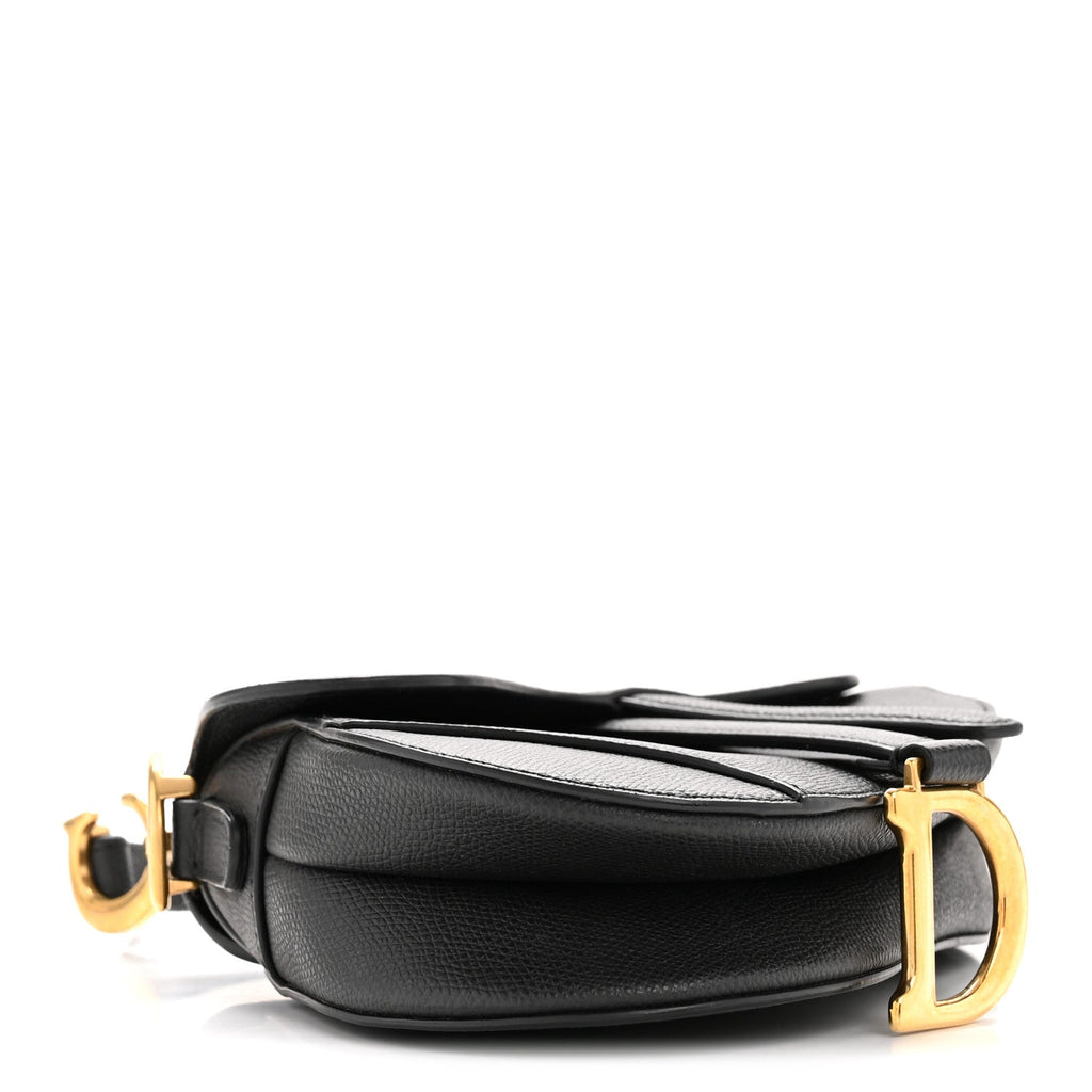 Christian Dior Grained Calfskin Mini Saddle Bag Black