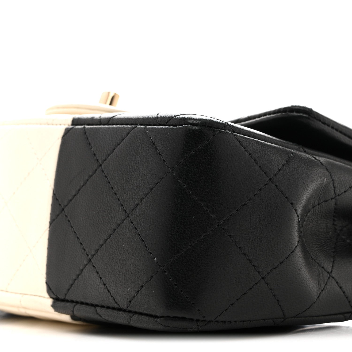 Chanel Lambskin Quilted Mini Rectangular Flap Black White