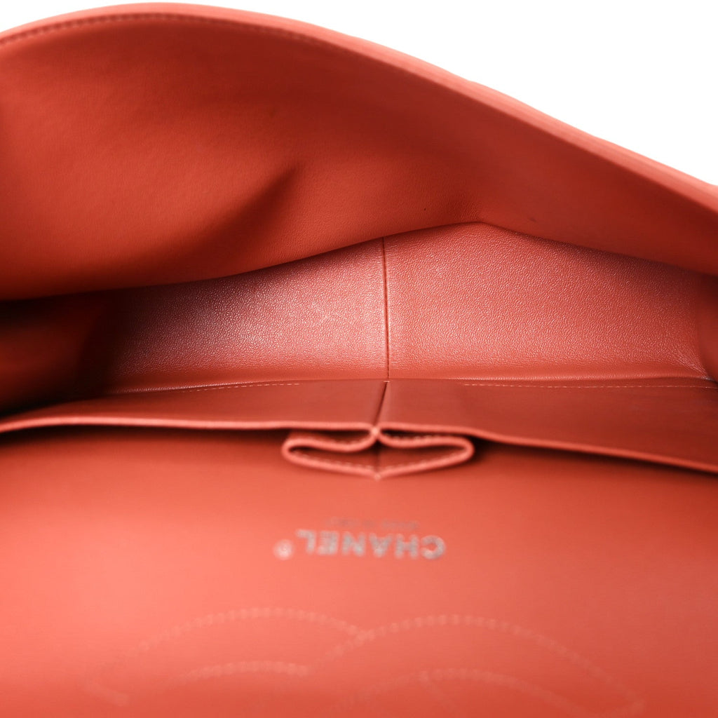 Chanel Lambskin Quilted Jumbo Double Flap Orange