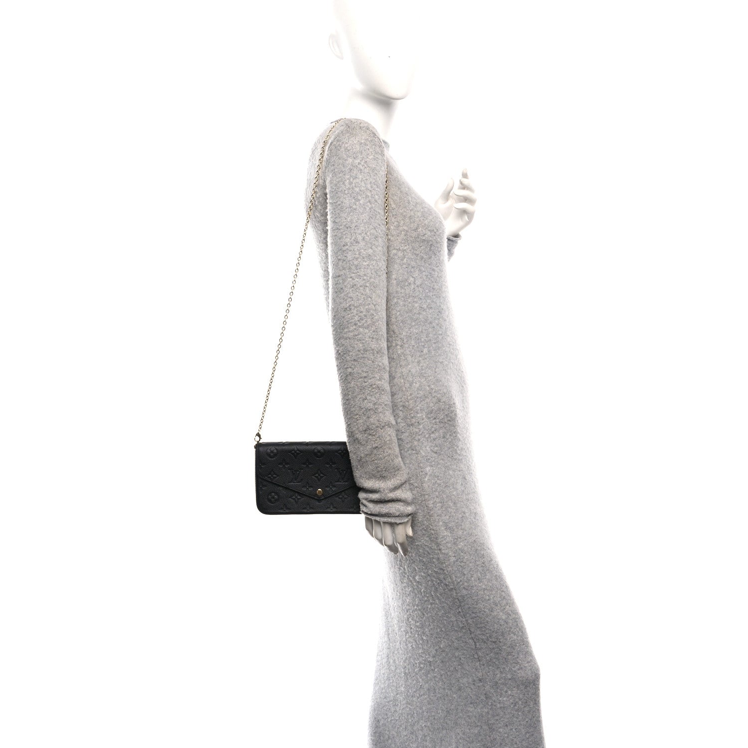 Louis Vuitton Empreinte Pochette Felicie Chain Wallet Black