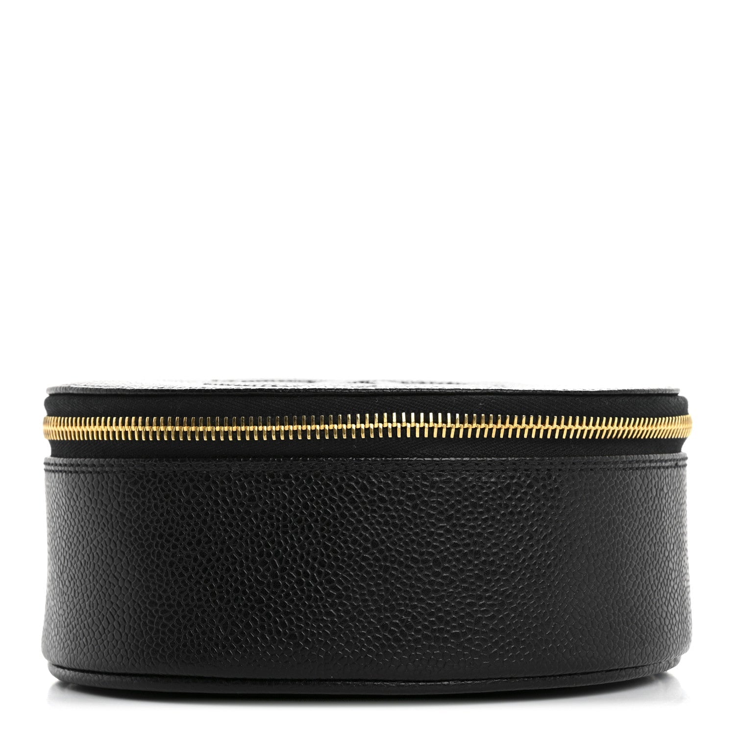 Caviar Round Jewelry Travel Case  Black