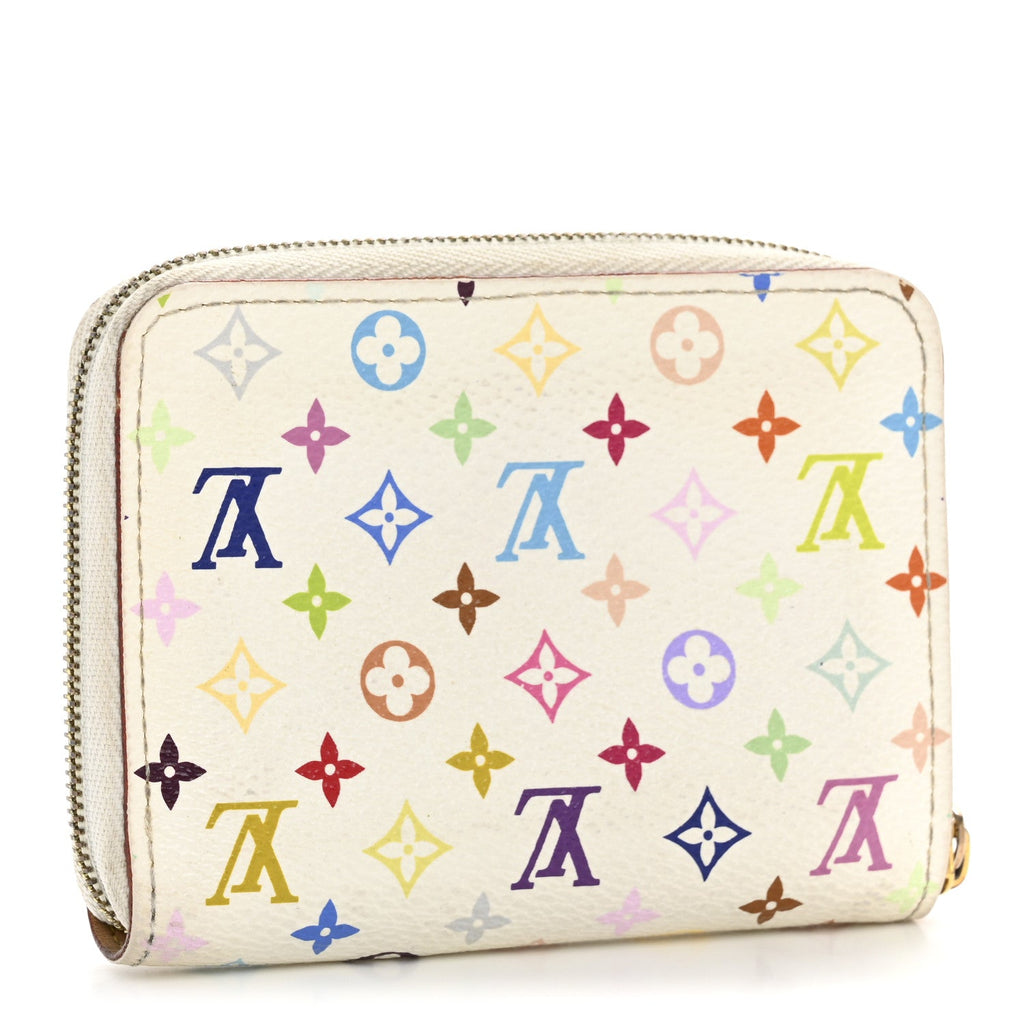 Louis Vuitton Monogram Multicolor Zippy Coin Purse Wallet White
