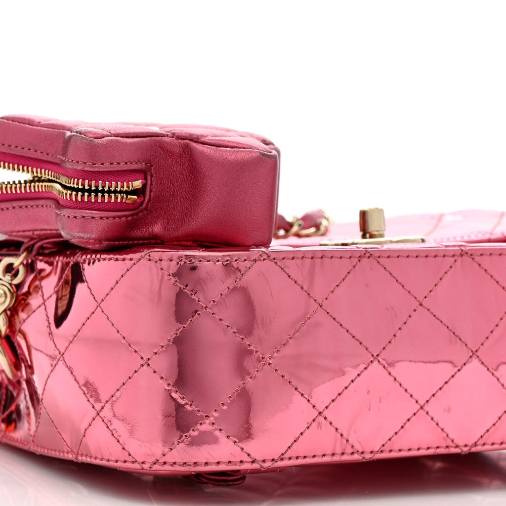 Chanel Mirror Calfskin Metallic Calfskin Quilted Hollywood Boulevard Backpack Pink