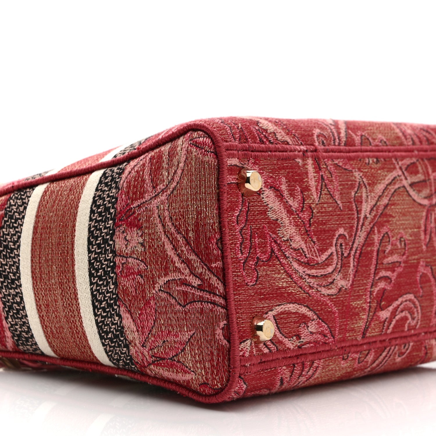 Christian Dior Metallic Canvas Embroidered Brocart Medium Lady D-Lite Pink