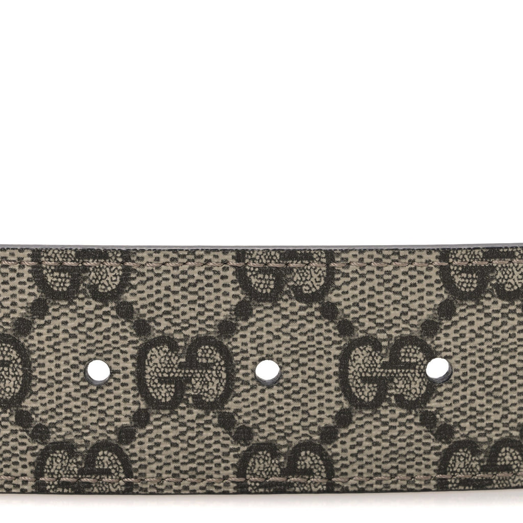 Gucci GG Supreme Monogram Plutone Calfskin Double G Reversible 37mm Belt  75 30 Beige Ebony Souffle Rose