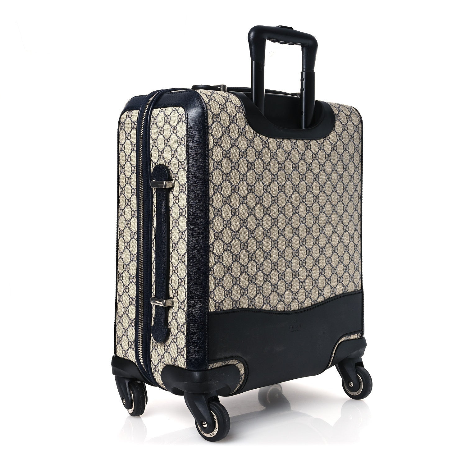 Gucci GG Supreme Monogram Textured Dollar Calfskin Web Small Savoy Cabin Trolley Beige Blue