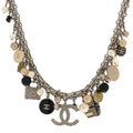 Enamel Pearl Charm Short Necklace Silver