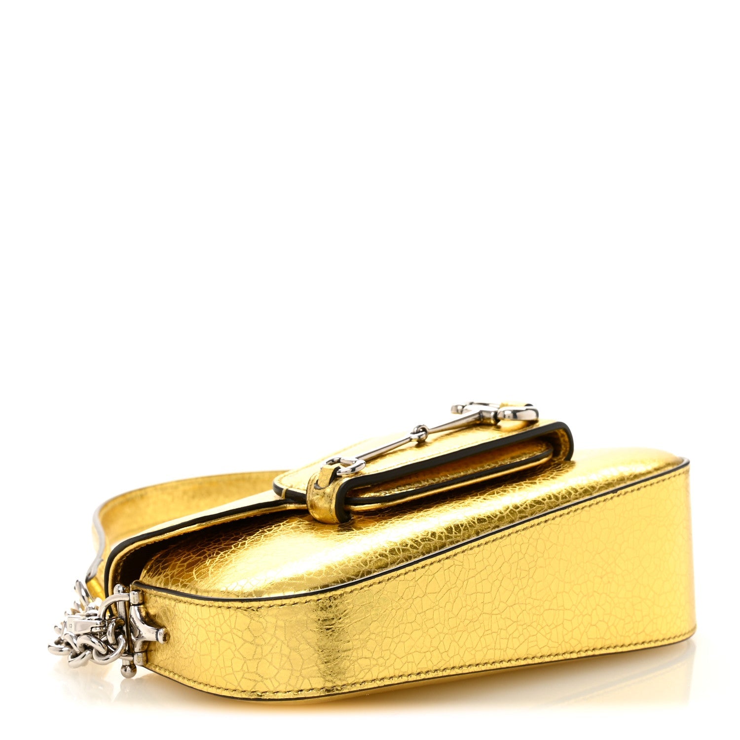 Gucci Metallic Demetra Mini Horsebit 1955 Asymmetric Shoulder Bag Gold