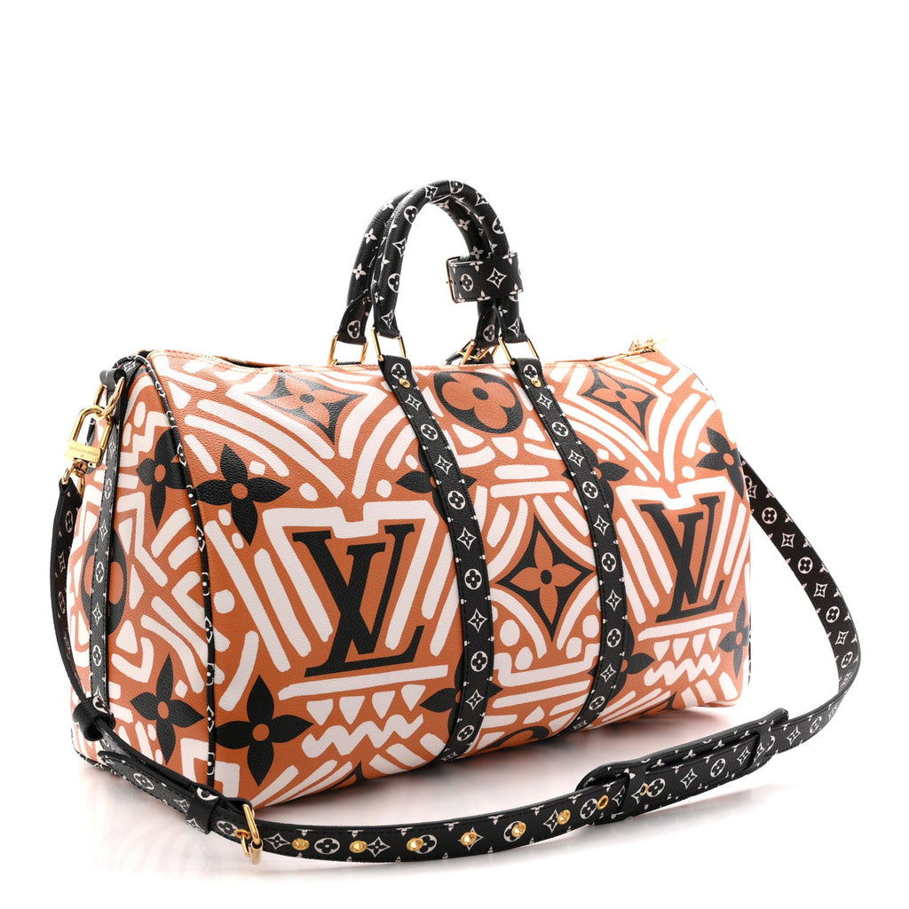 Louis Vuitton Monogram Giant Crafty Keepall Bandouliere 45 Creme Caramel Black