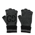 Gucci Cashmere Fingerless Gloves Logo M Graphite Black