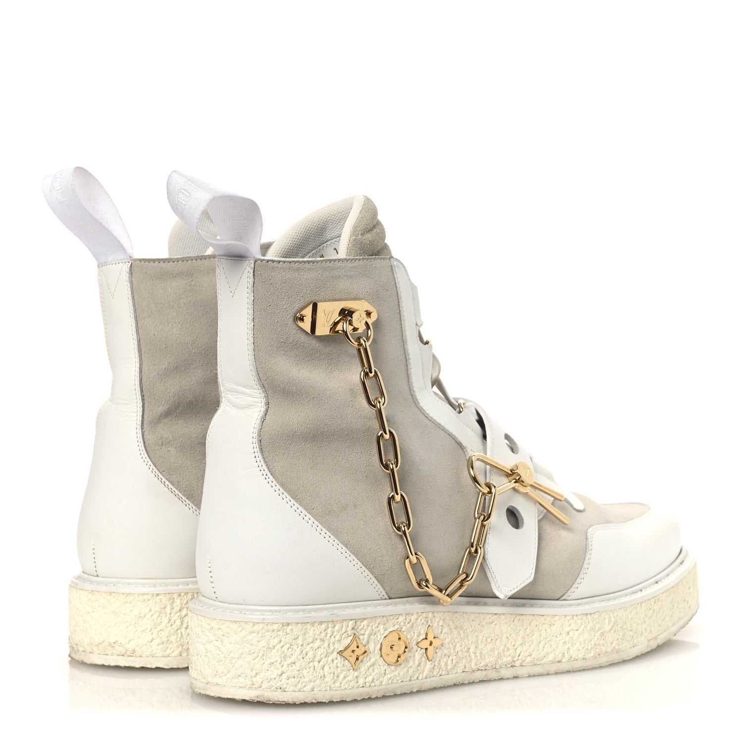 Louis Vuitton Calfskin Suede Mens Creeper Ankle Boots 9 White