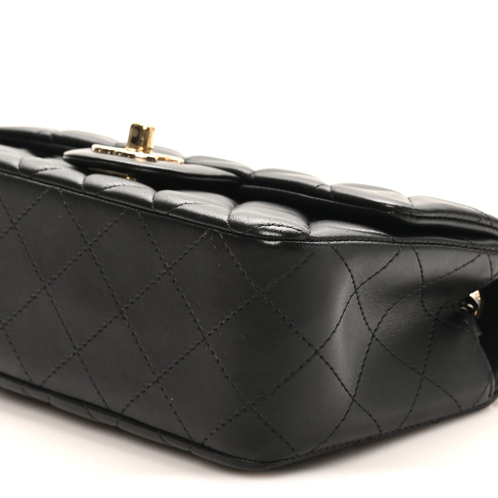 Chanel Lambskin Quilted Mini Rectangular Flap Black