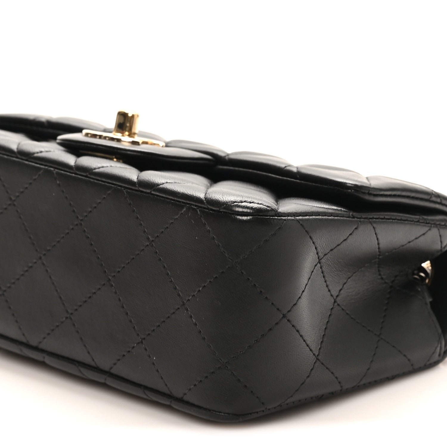Chanel Lambskin Quilted Mini Rectangular Flap Black
