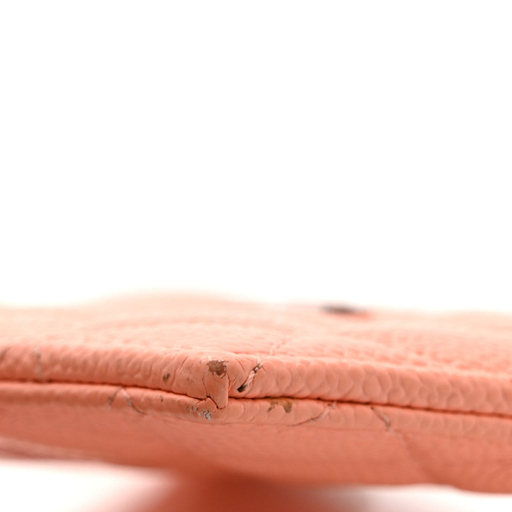 Caviar Quilted CC Zip Card Holder Pink