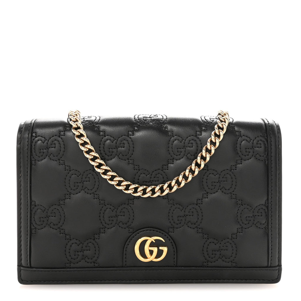Gucci Calfskin GG Matelasse Chain Wallet Black