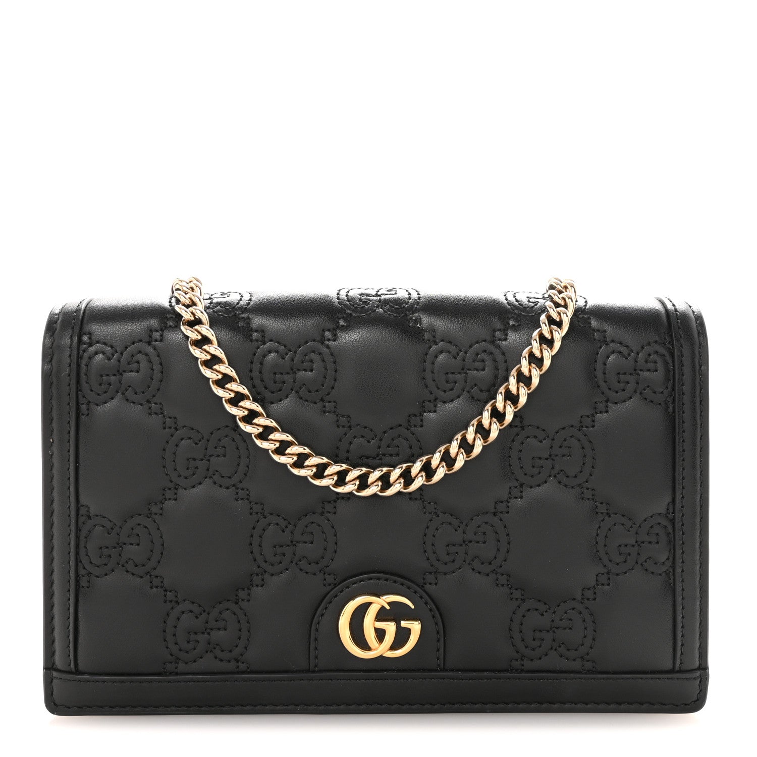 Gucci Calfskin GG Matelasse Chain Wallet Black