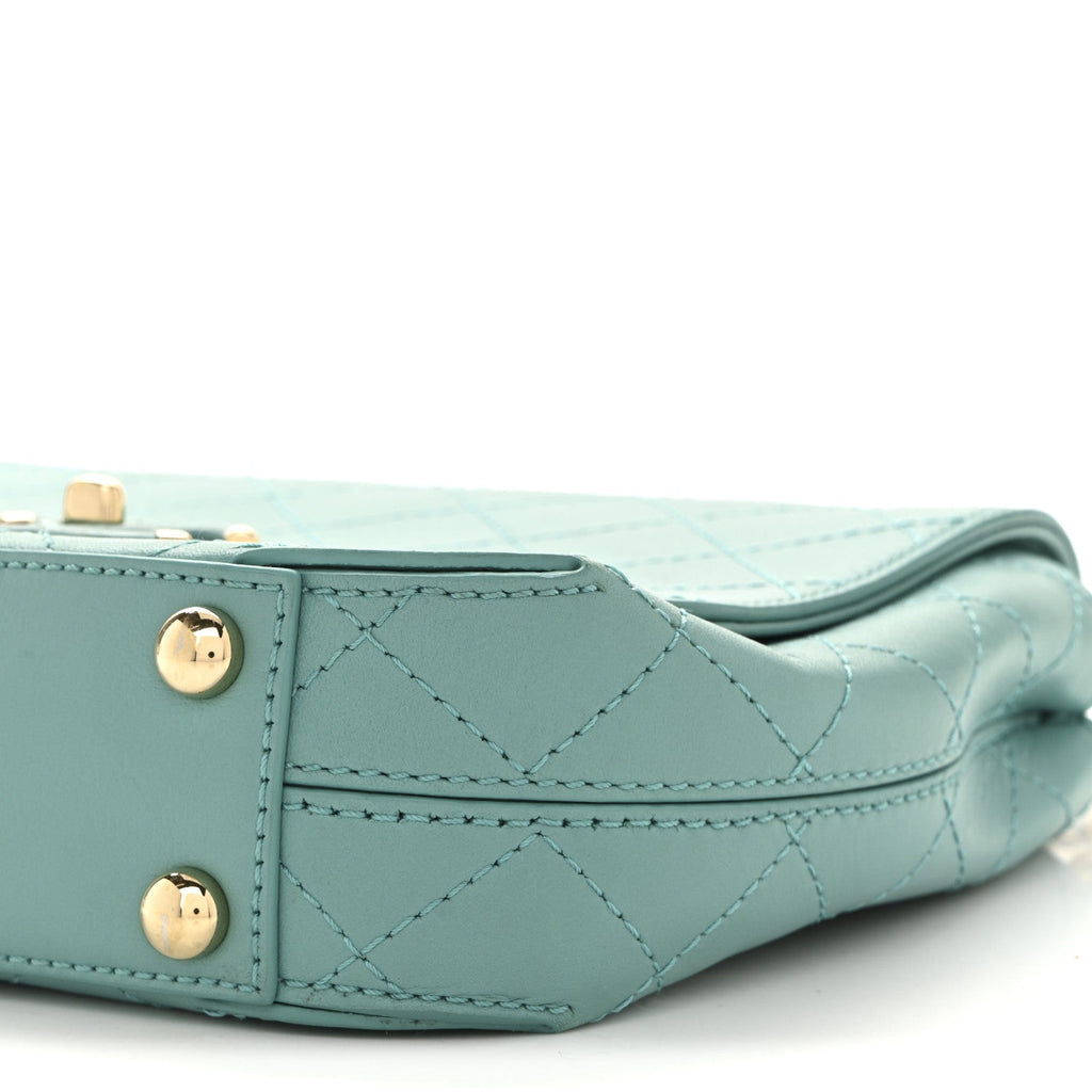 Chanel Calfskin Stitched Small Covered CC Flap Bag Green