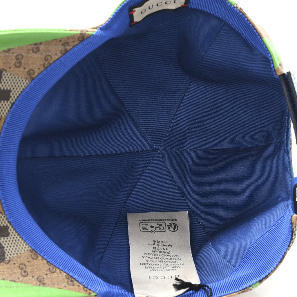 Gucci GG Supreme Monogram Mix Textured Patchwork Rhombus Baseball Hat XL Beige