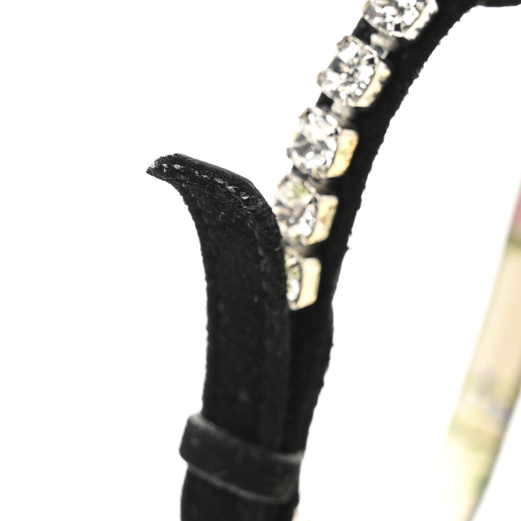 Gucci Kid Scamosciato Crystal Ankle Strap High Heel Sandals 36.5 Black