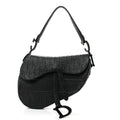 Christian Dior Calfskin Embossed Oblique Saddle Bag Black