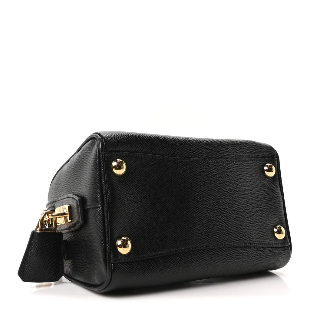 Prada Saffiano Lux Mini Boston Crossbody Bag Black