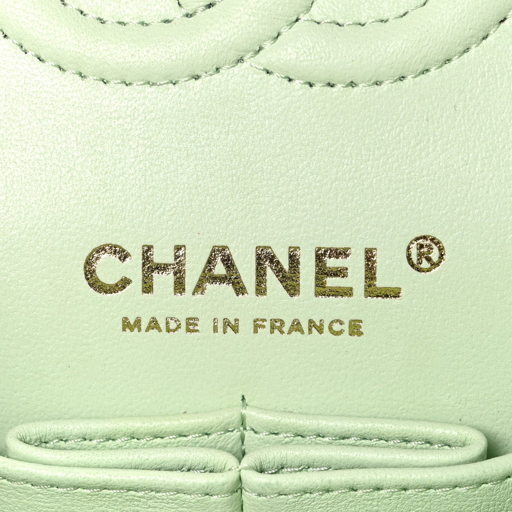 Chanel Caviar Quilted Small Double Flap Light Green