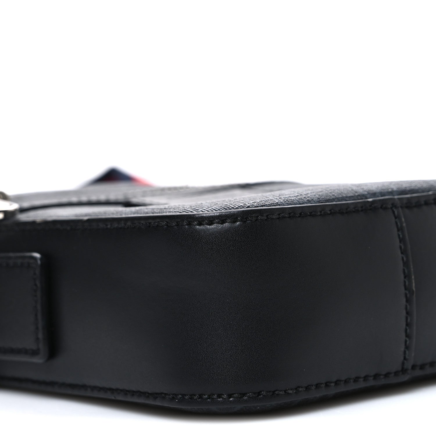 Gucci GG Supreme Monogram Appia Calfskin Web Small Camera Messenger Bag Black Grey