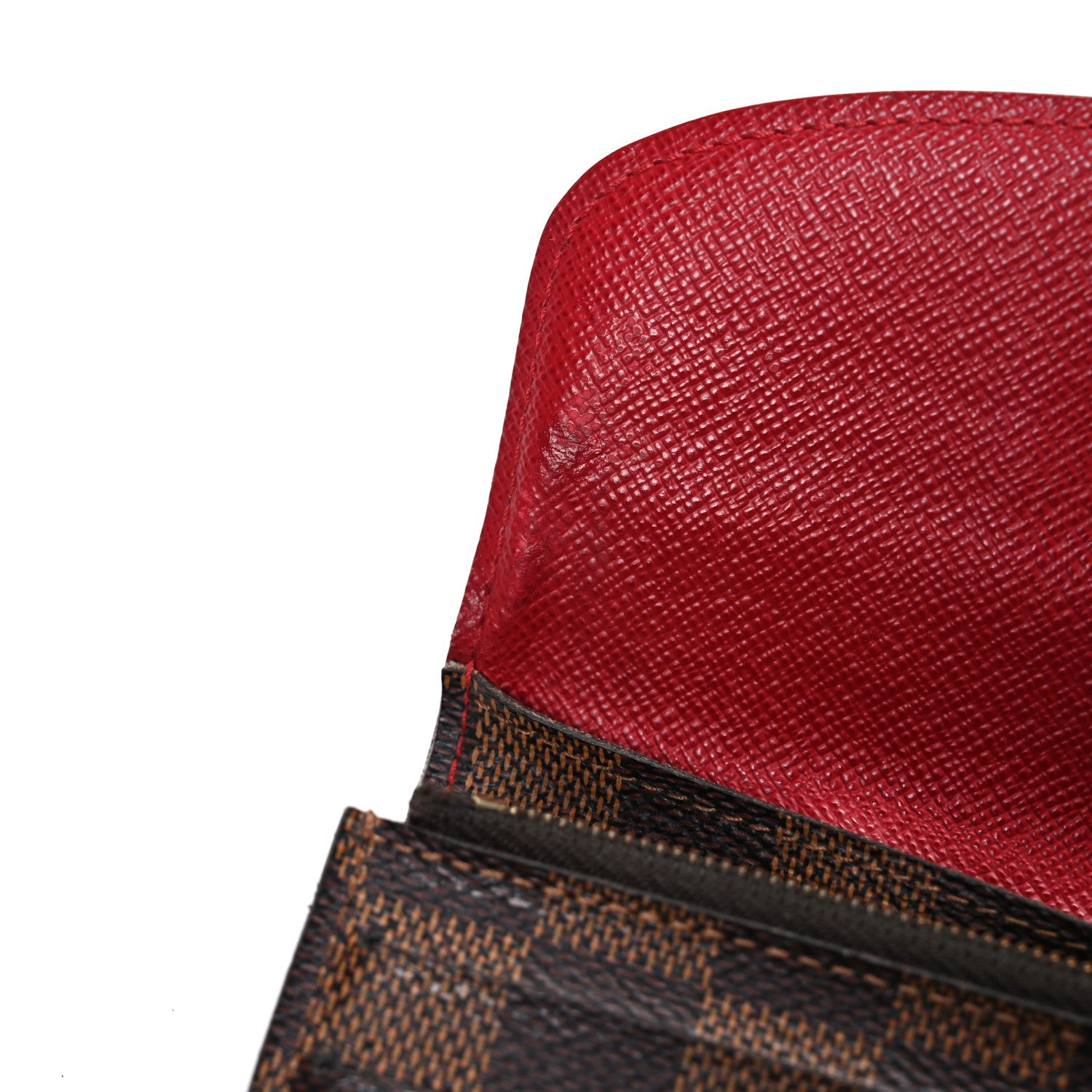 Louis Vuitton Damier Ebene Emilie Wallet Red