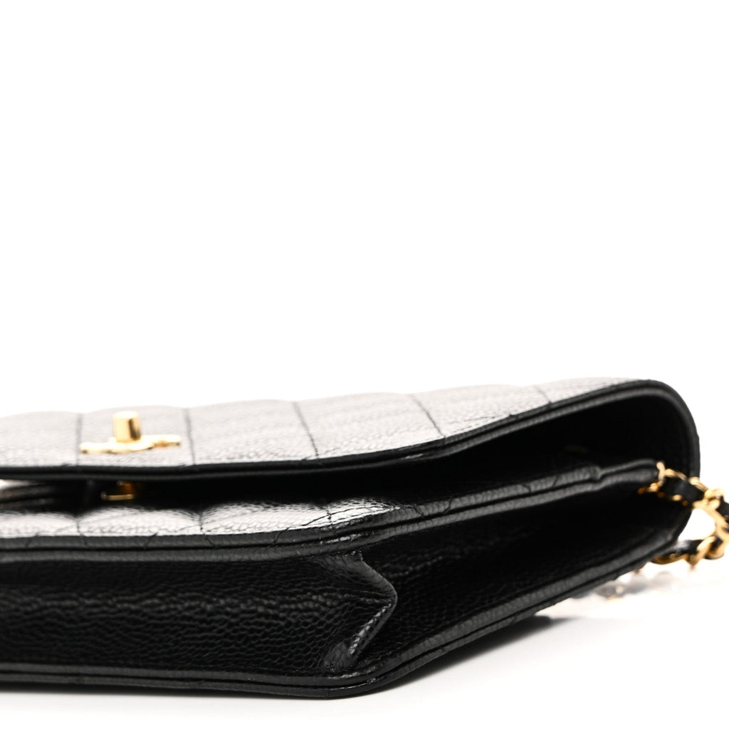 Chanel Caviar Quilted CC Turnlock Wallet On Chain WOC Black