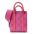 Gucci Calfskin GG Tennis Embossed Mini Tote Bag Modern Fuchsia Modern Blue
