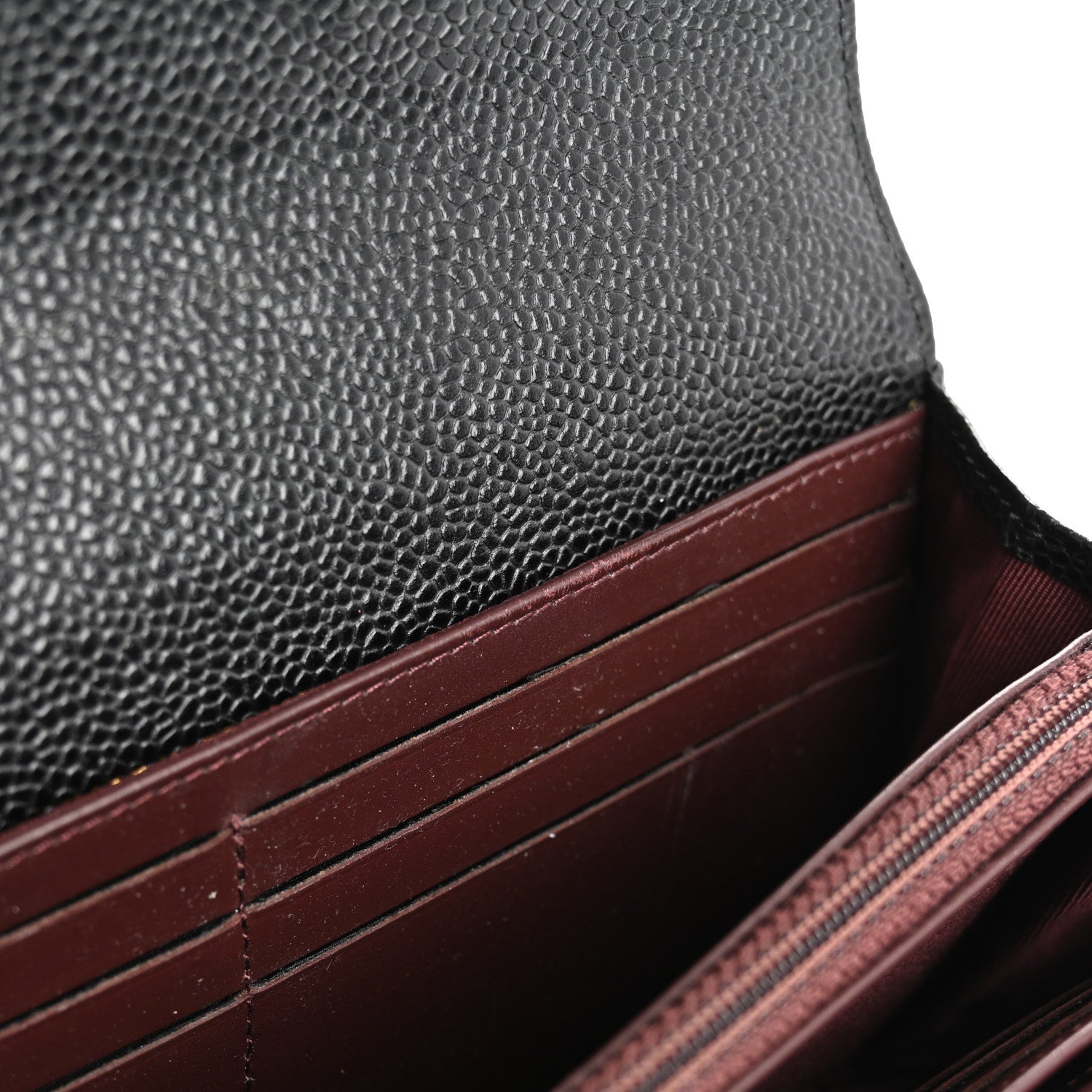 Caviar Quilted Large Gusset Flap Wallet Black
