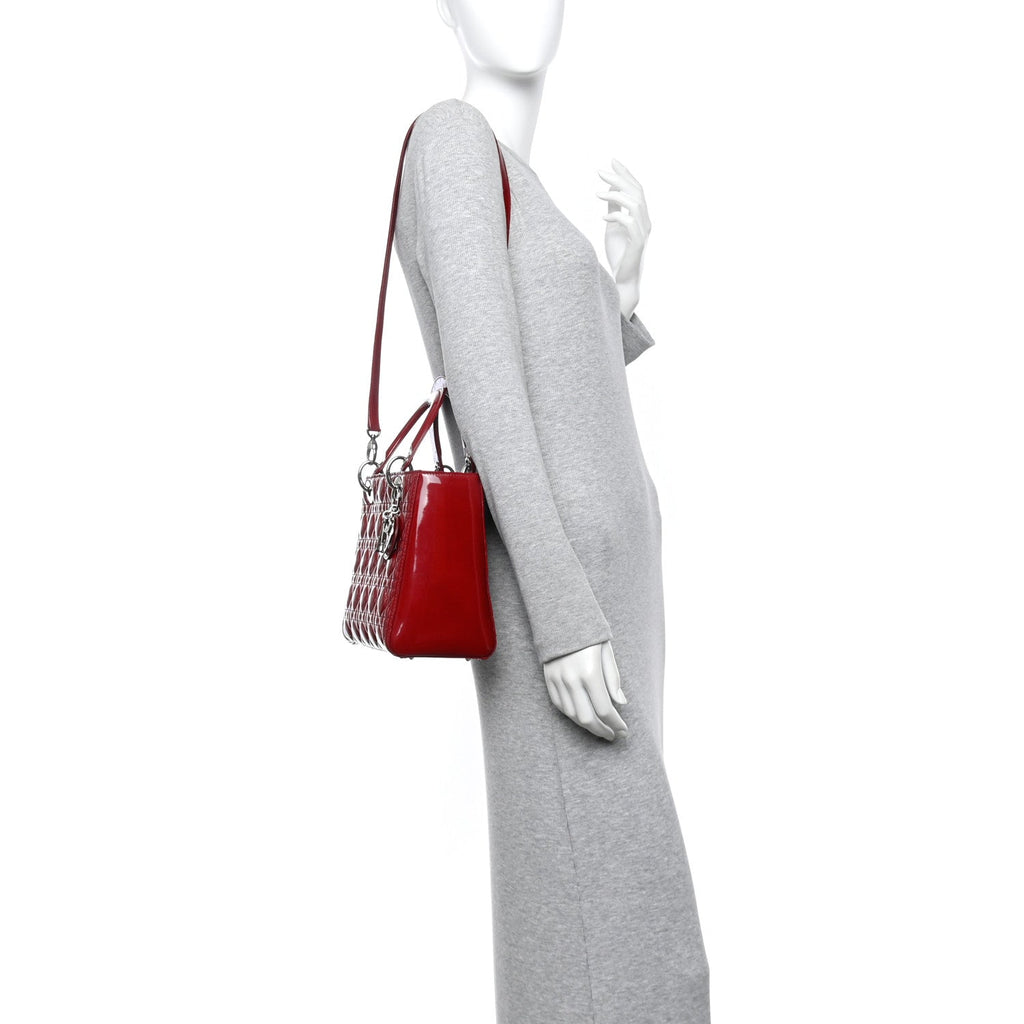 Christian Dior Patent Cannage Medium Lady Dior Red