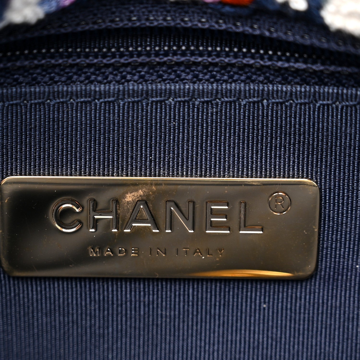 Chanel Tweed Quilted Medium Chanel 19 Flap Ecru Navy Blue Multicolor