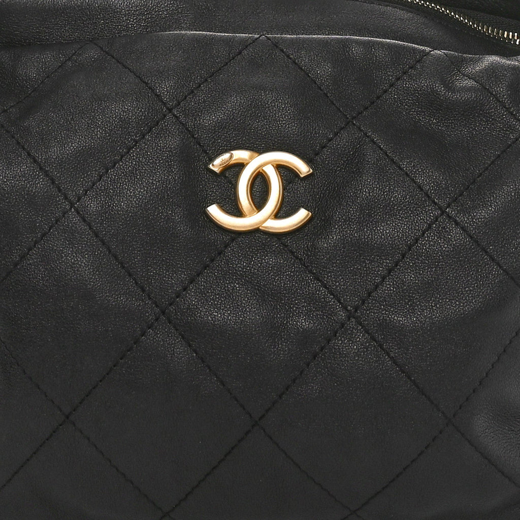 Chanel Calfskin Quilted Daily Hobo Black