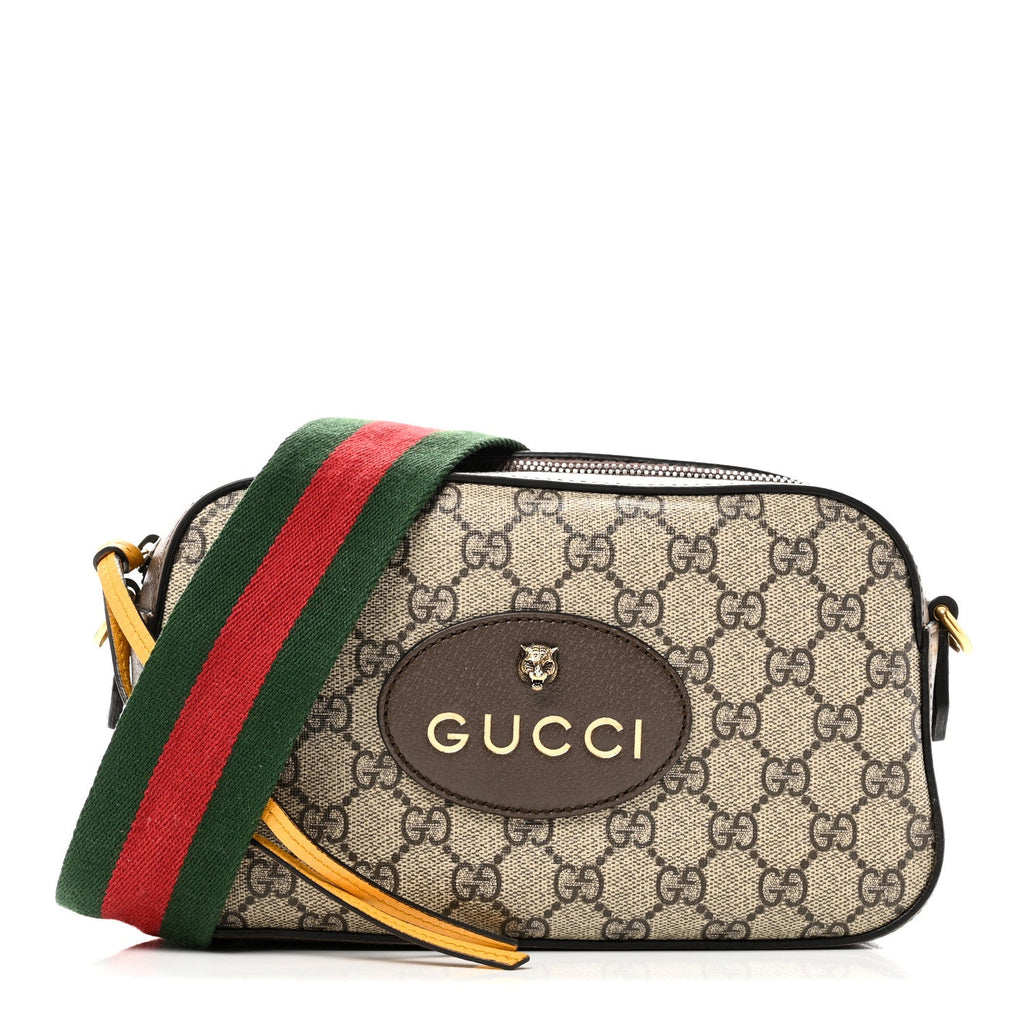 Gucci GG Supreme Monogram Web Neo Vintage Shoulder Bag Beige New Acero Crop