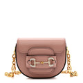 Gucci Azalea Calfskin Crystal GG Monogram Mini Horsebit 1955 Waist Bag Pink