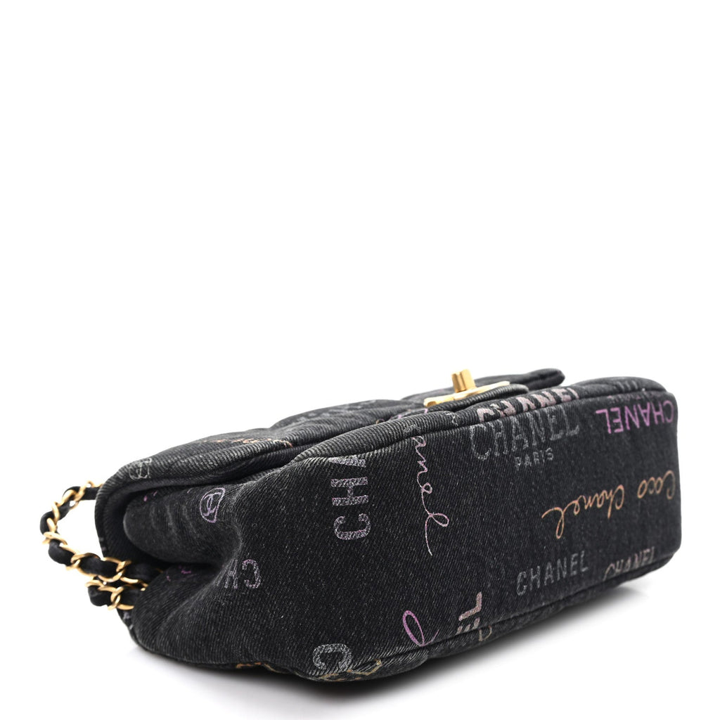Chanel Denim Quilted Denim Mood Mini Rectangular Flap Black Multicolor