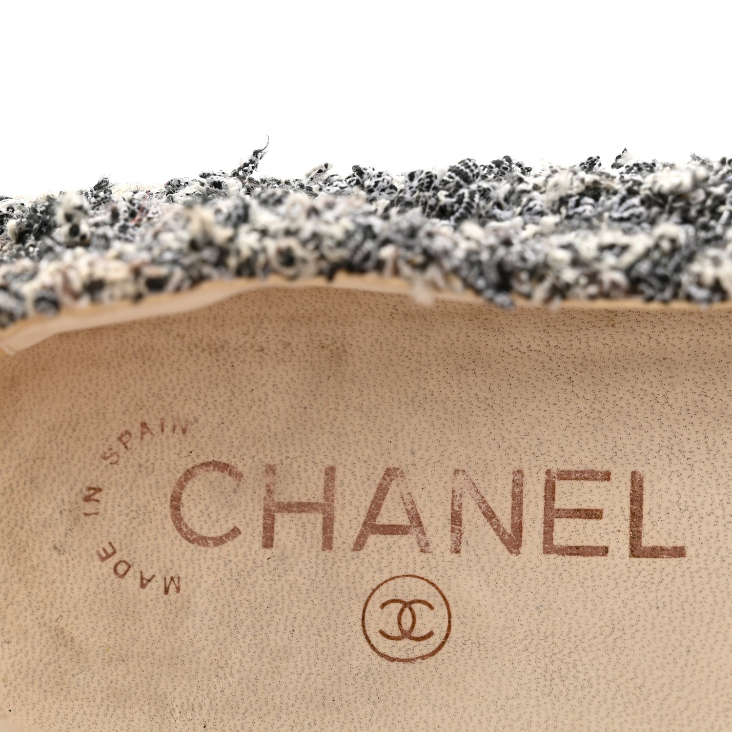 Chanel Tweed Sequin CC Espadrilles 37 Black White