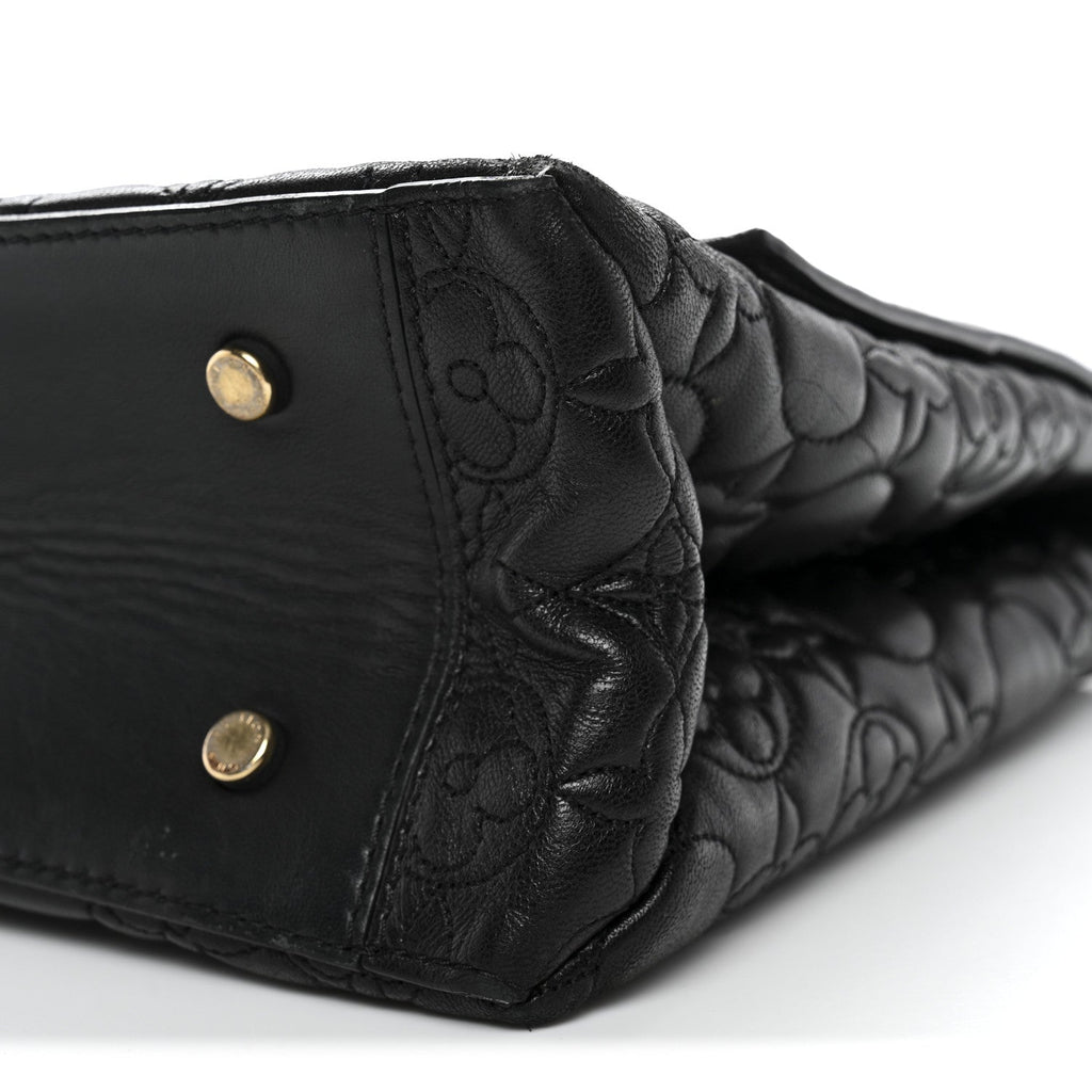 Louis Vuitton Lambskin Flower Quilted Twist Shoulder Bag GM Black