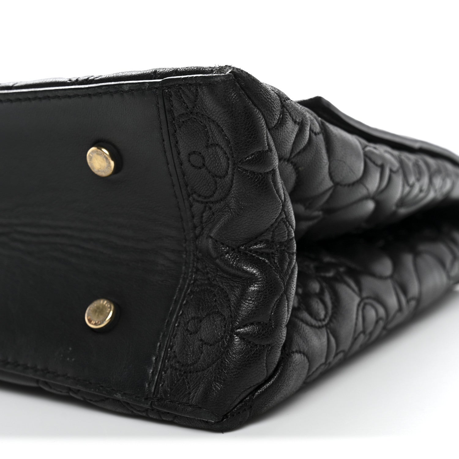 Louis Vuitton Lambskin Flower Quilted Twist Shoulder Bag GM Black