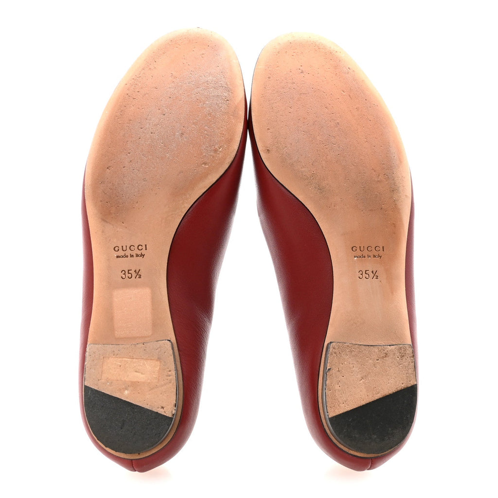 Gucci Calfskin Horsebit Ballerina Flats 35.5 Red