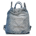 Chanel Denim Quilted Chanel 22 Backpack Blue