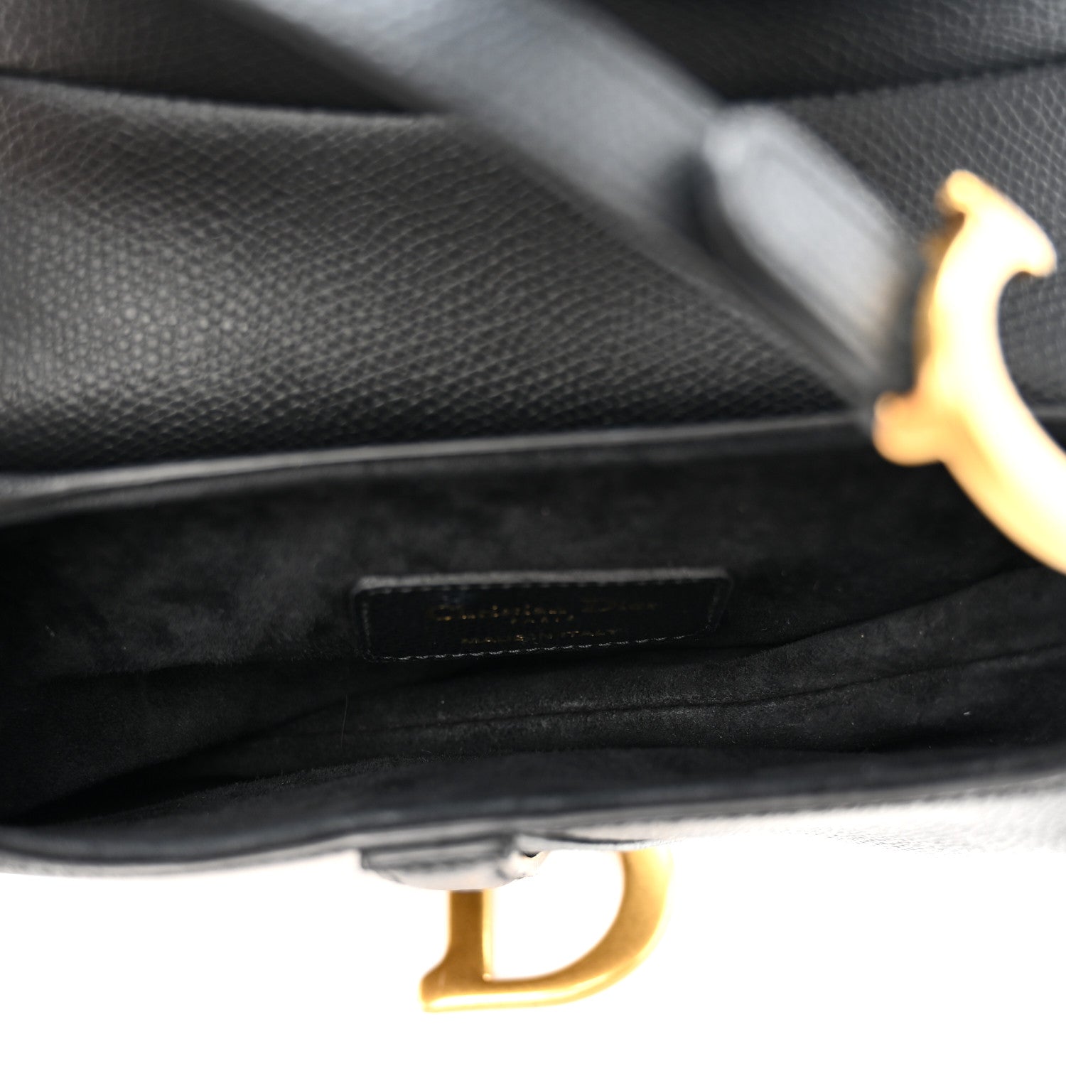 Christian Dior Grained Calfskin Mini Saddle Bag Black