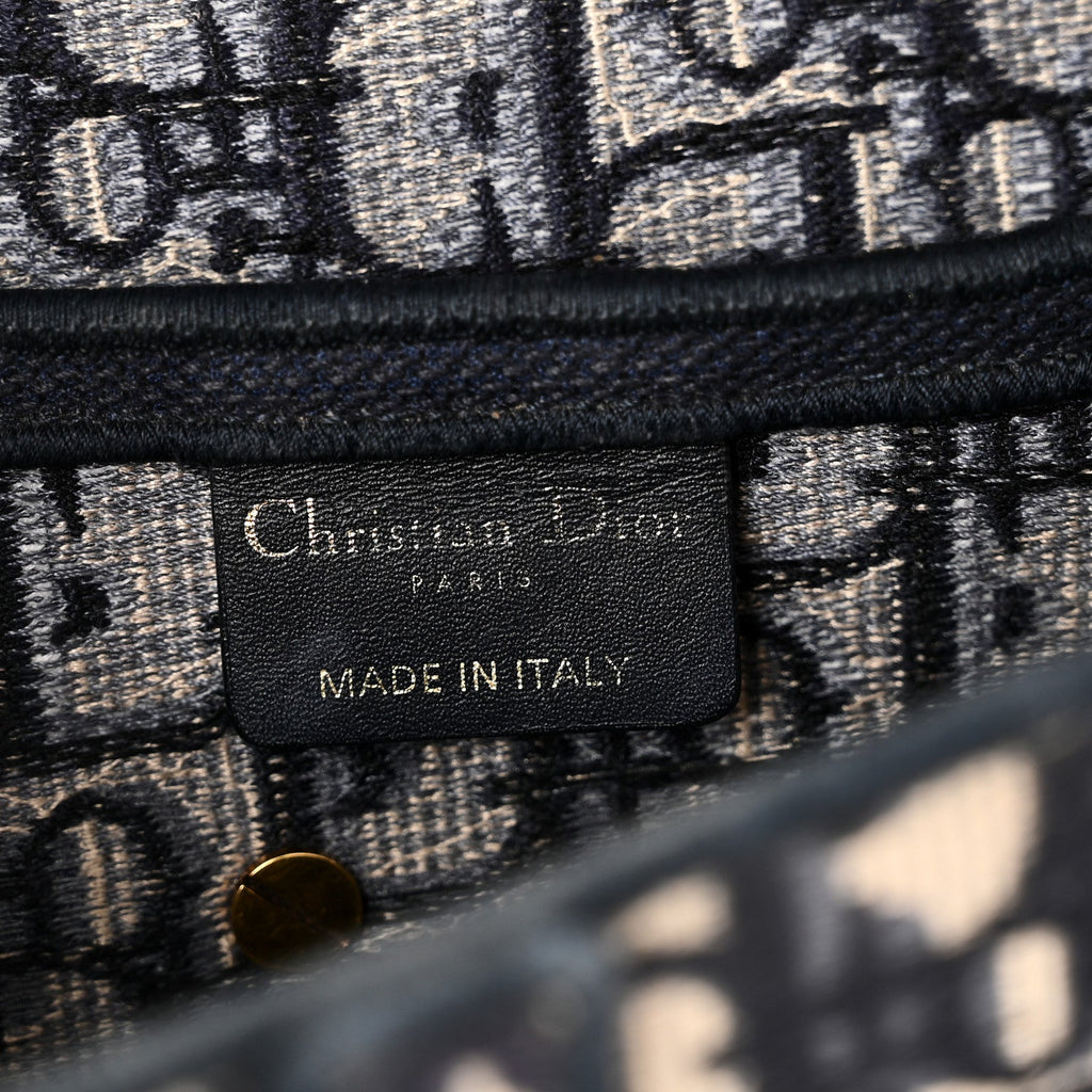 Christian Dior Oblique Embroidered Saddle Bag Blue