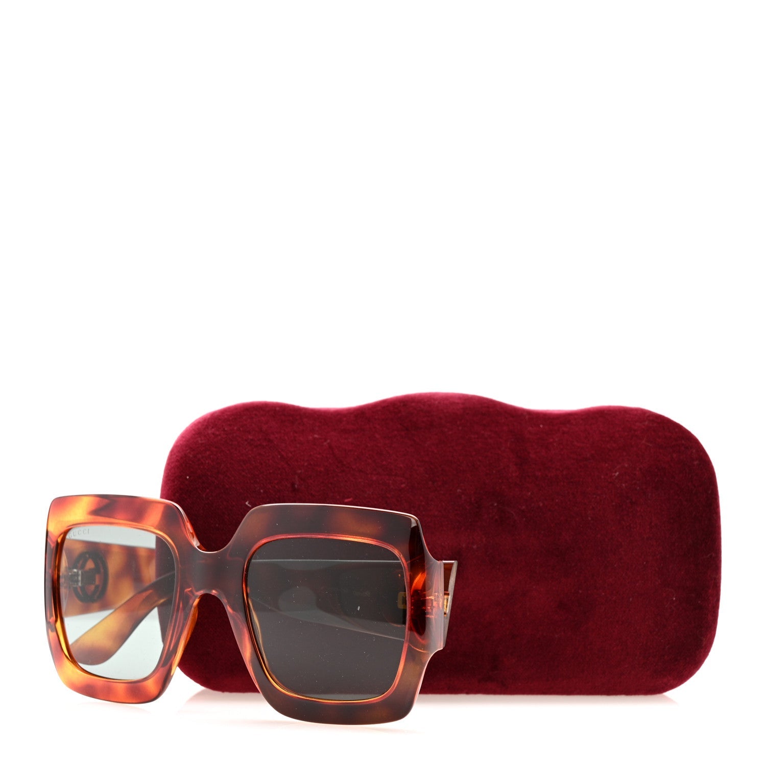 Gucci Acetate Square Frame Sunglasses GG 0053S Havana