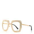 Gucci Metal Acetate Crystal Oversize GG0115S Eyeglasses Gold