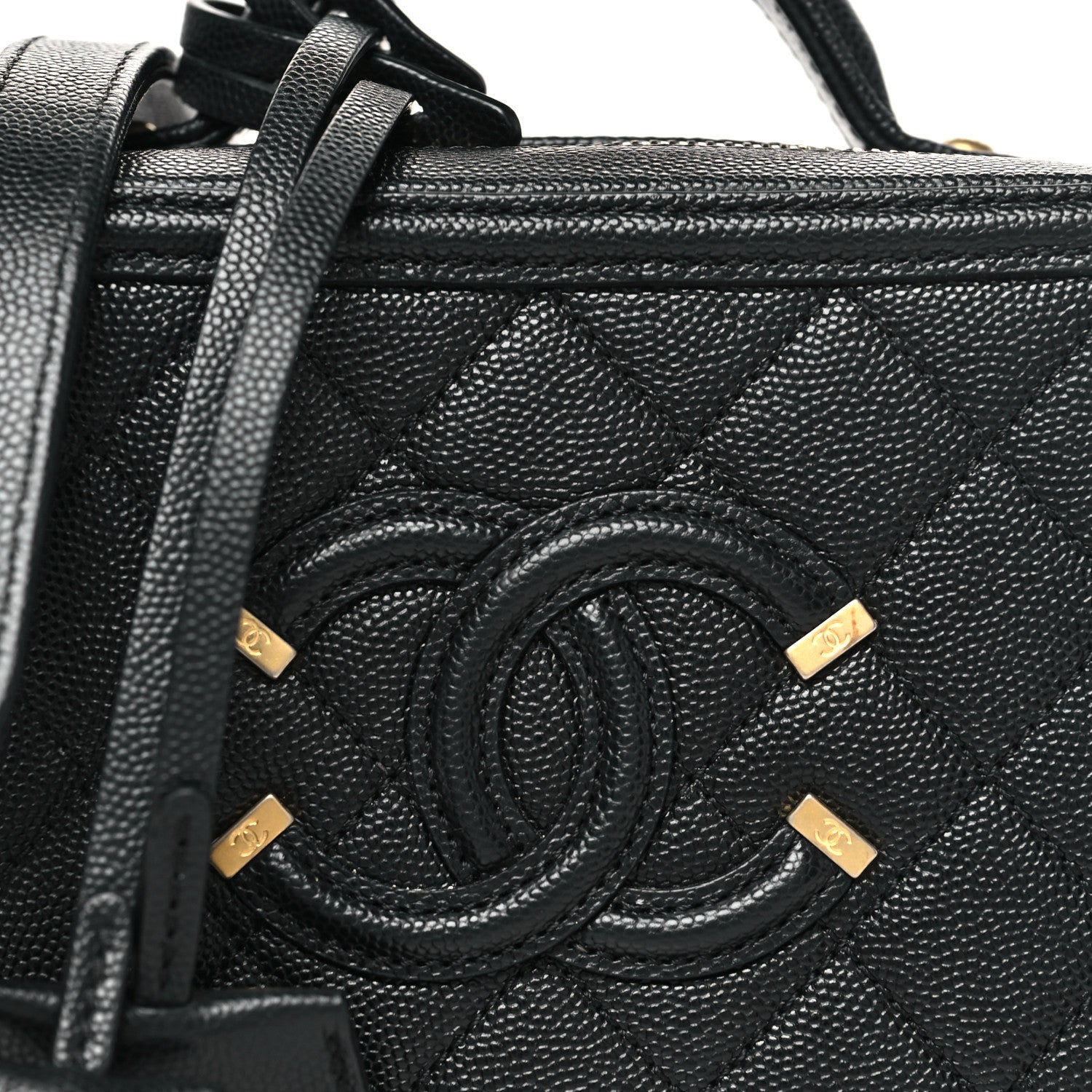 Chanel Caviar Quilted Small CC Filigree Vanity Case Black