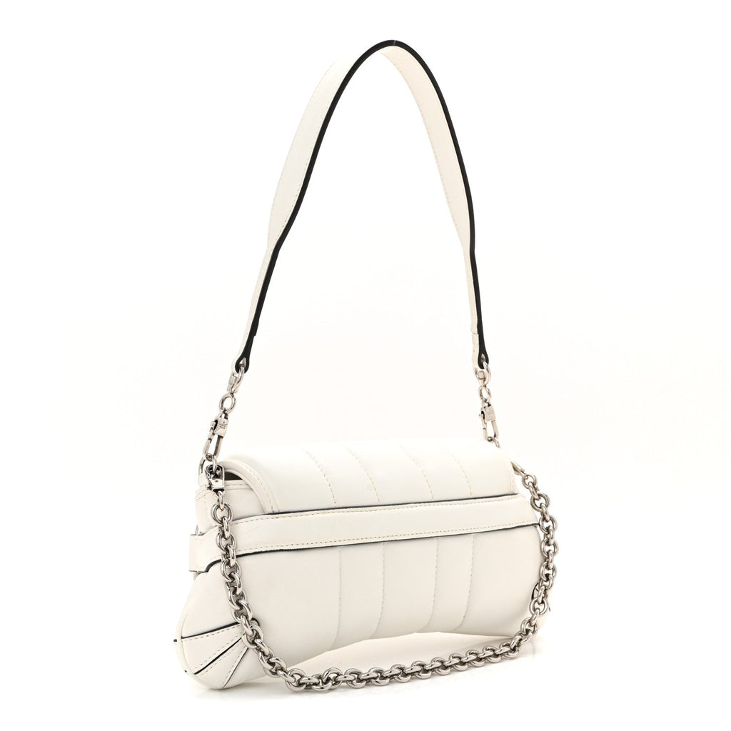 Gucci Nappa Vertical Matelasse Small Maxi Horsebit Chain Shoulder Bag Great White
