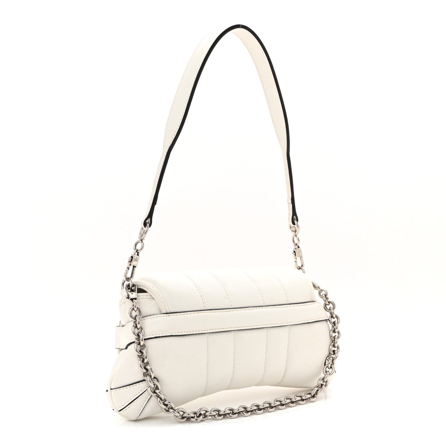 Gucci Nappa Vertical Matelasse Small Maxi Horsebit Chain Shoulder Bag Great White