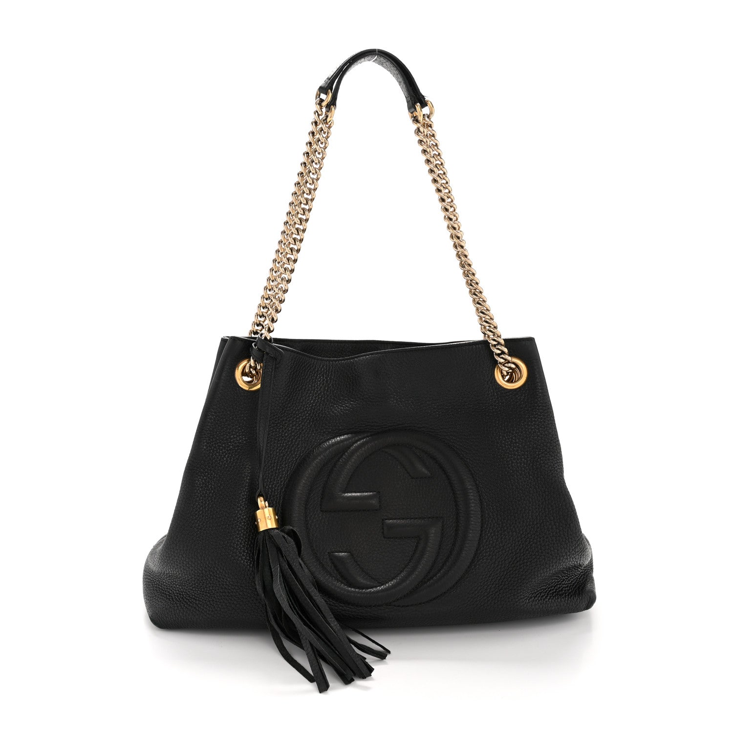 Gucci Pebbled Calfskin Medium Soho Chain Shoulder Bag Black